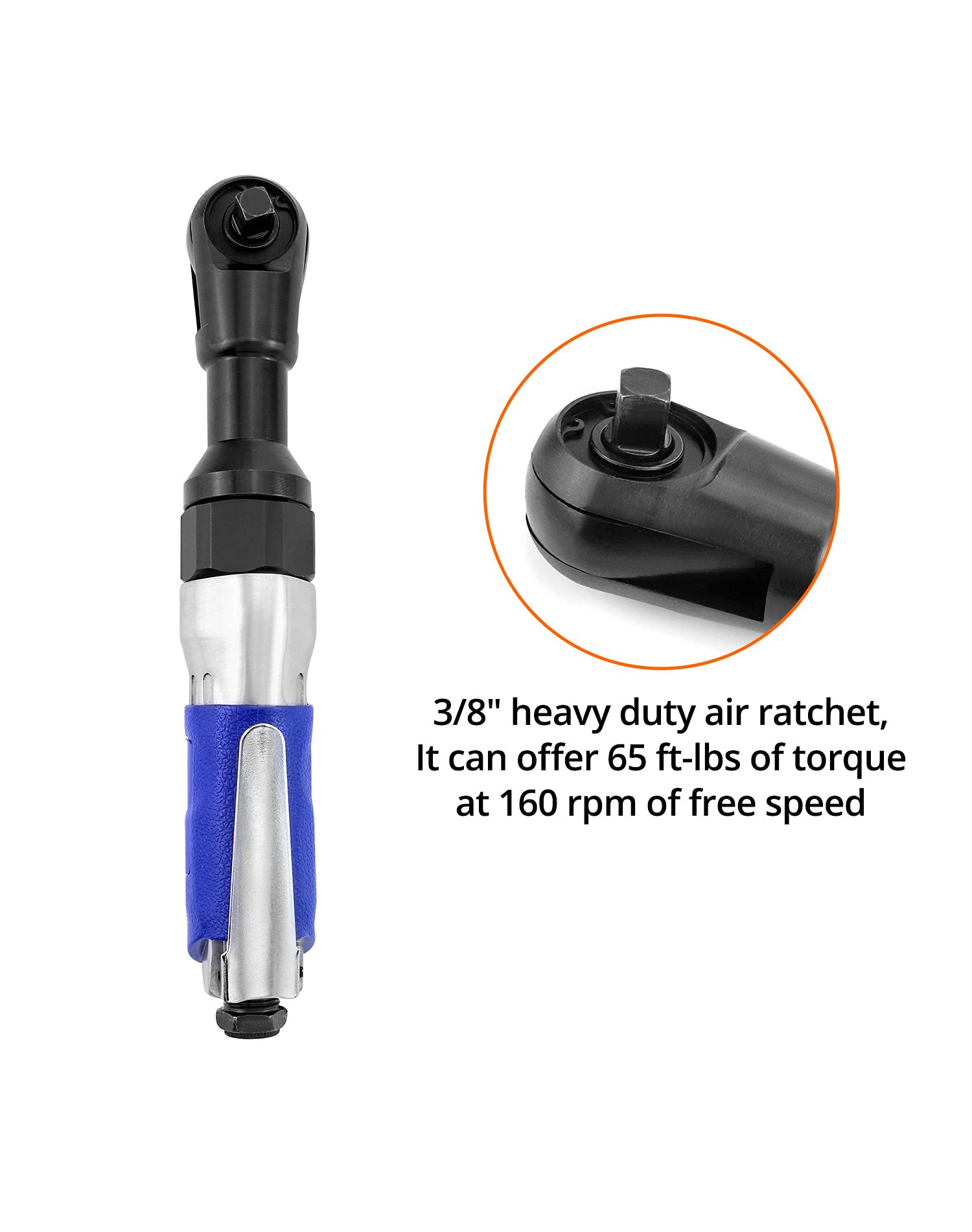 QWORK Air Ratchet Wrench side view highlighting lightweight composite body