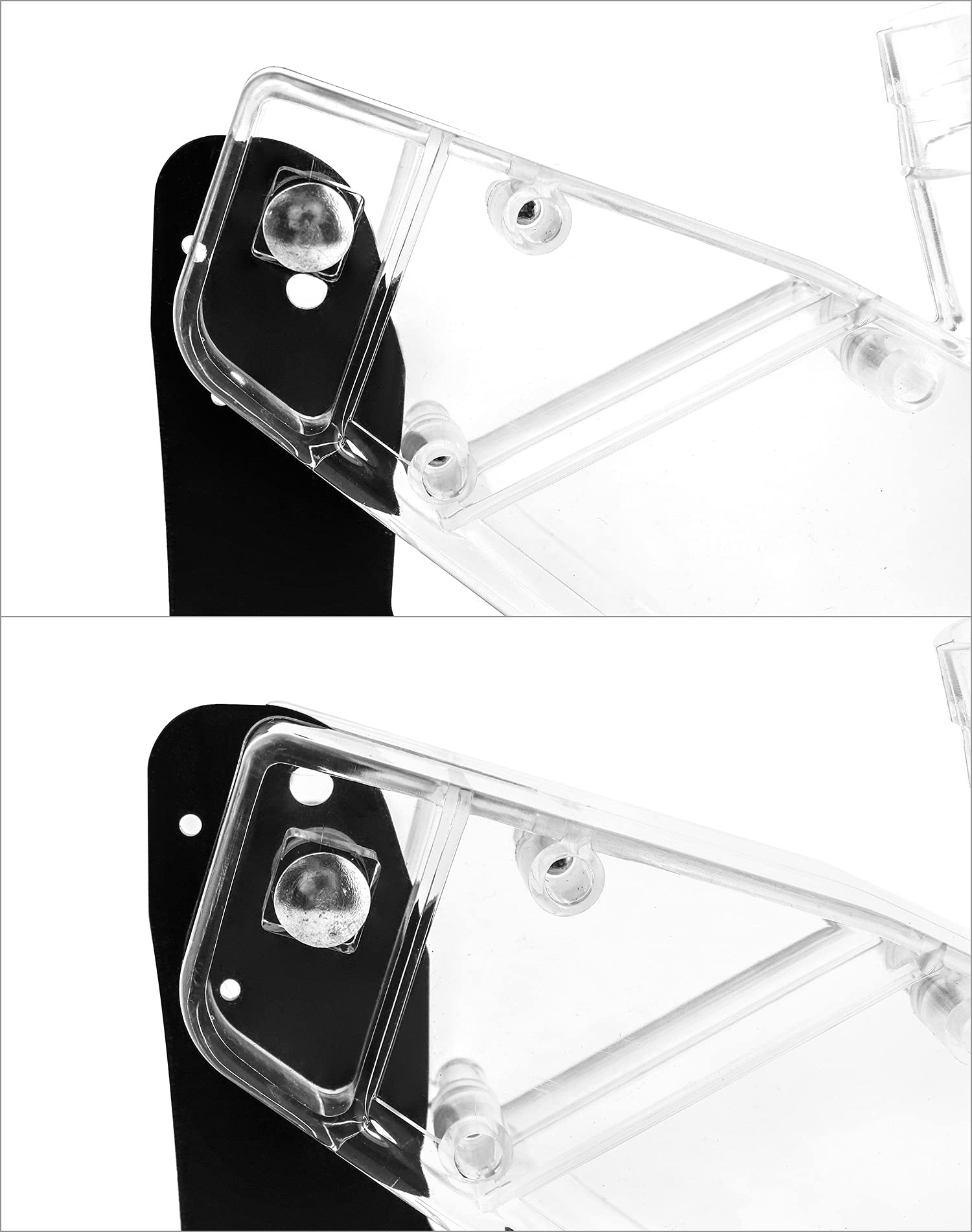 QWORK blade guard cover clear material closeup; emphasizes visibility during woodworking tasks.