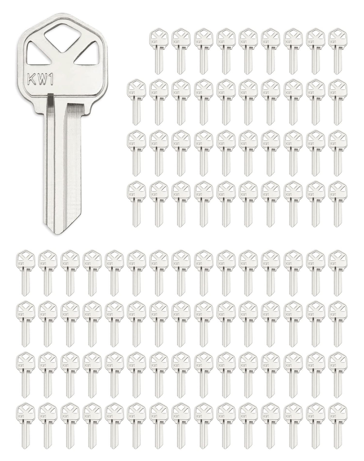 QWORK blank key blanks in brass, ready for KW1 compatibility and easy duplication.