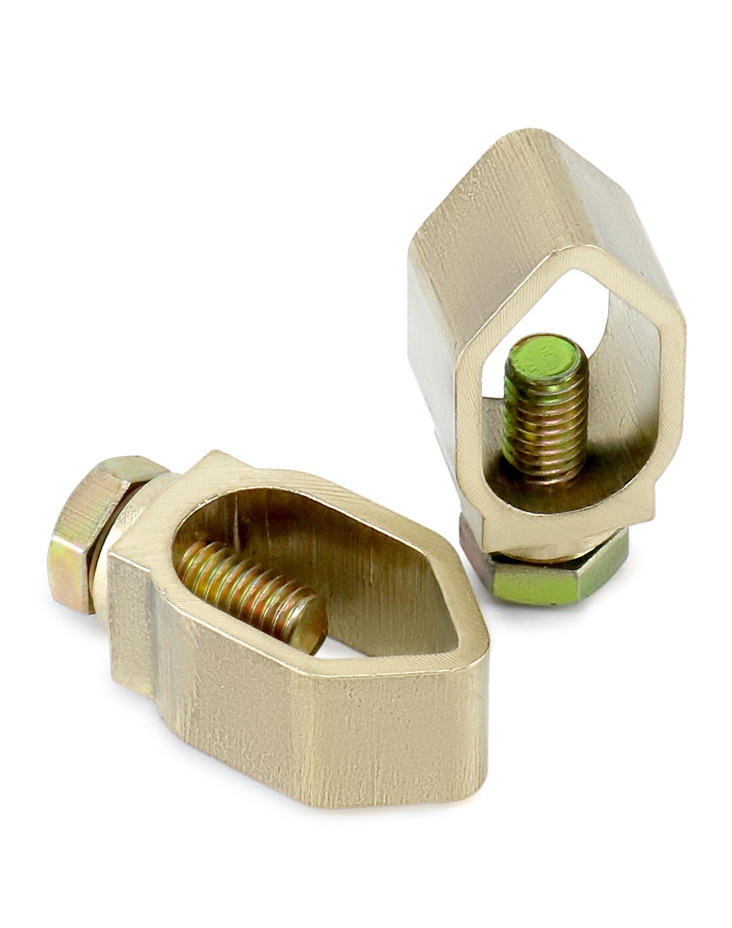QWORK copper alloy clamp closeup shows durable corrosion resistance for harsh environments.