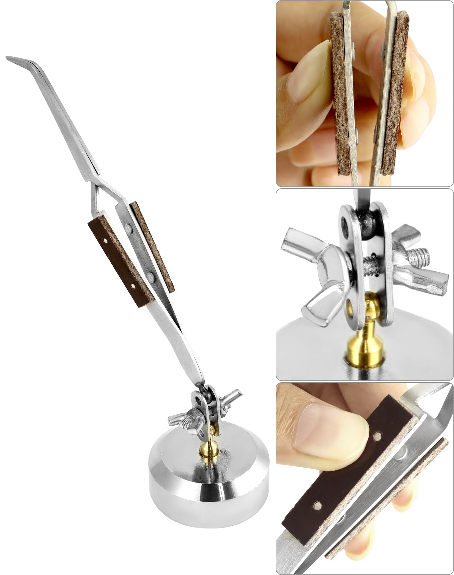 QWORK cross locking tweezers securely clip components during assembly.