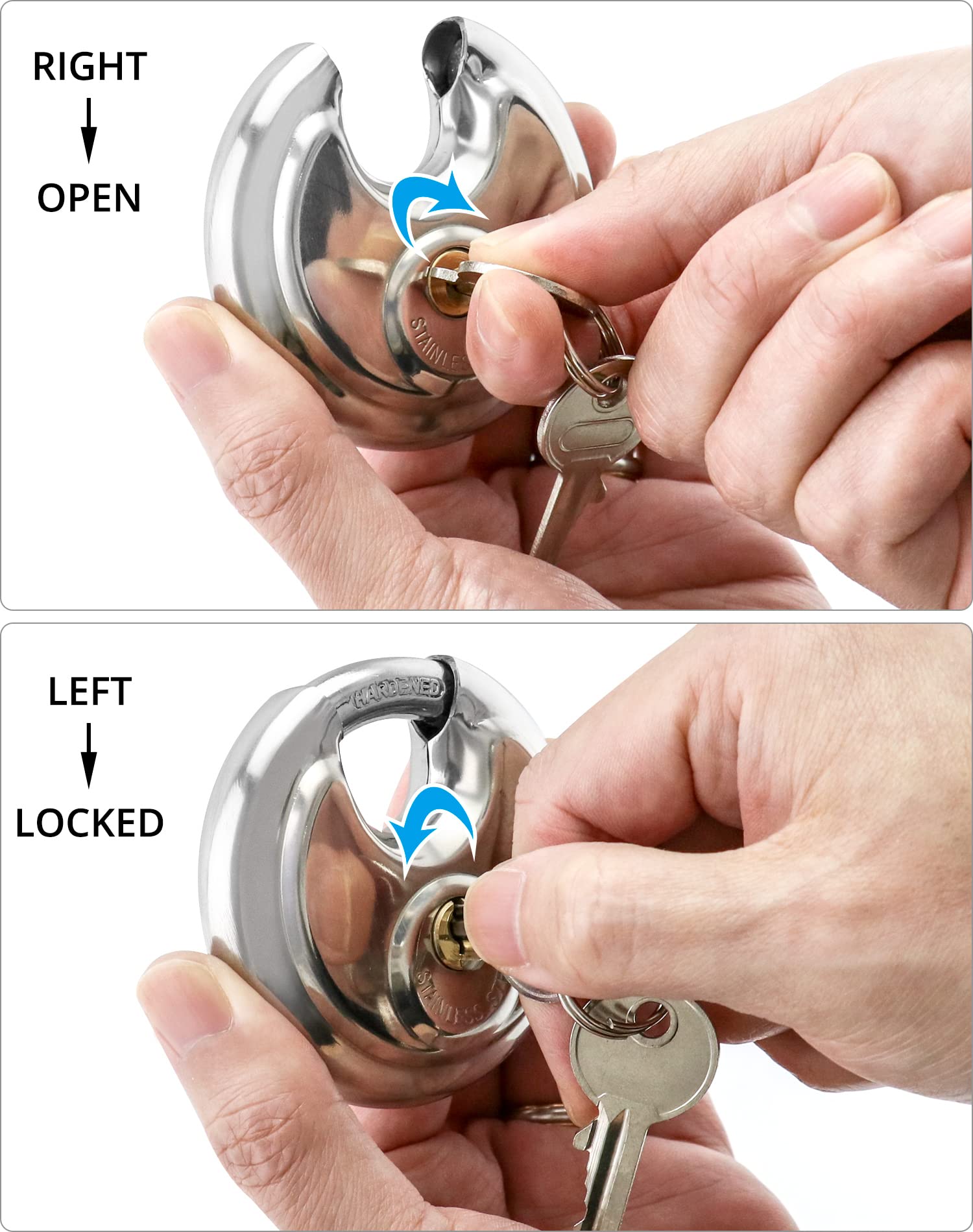 QWORK disc padlock outdoor waterproof design protects garages and sheds.