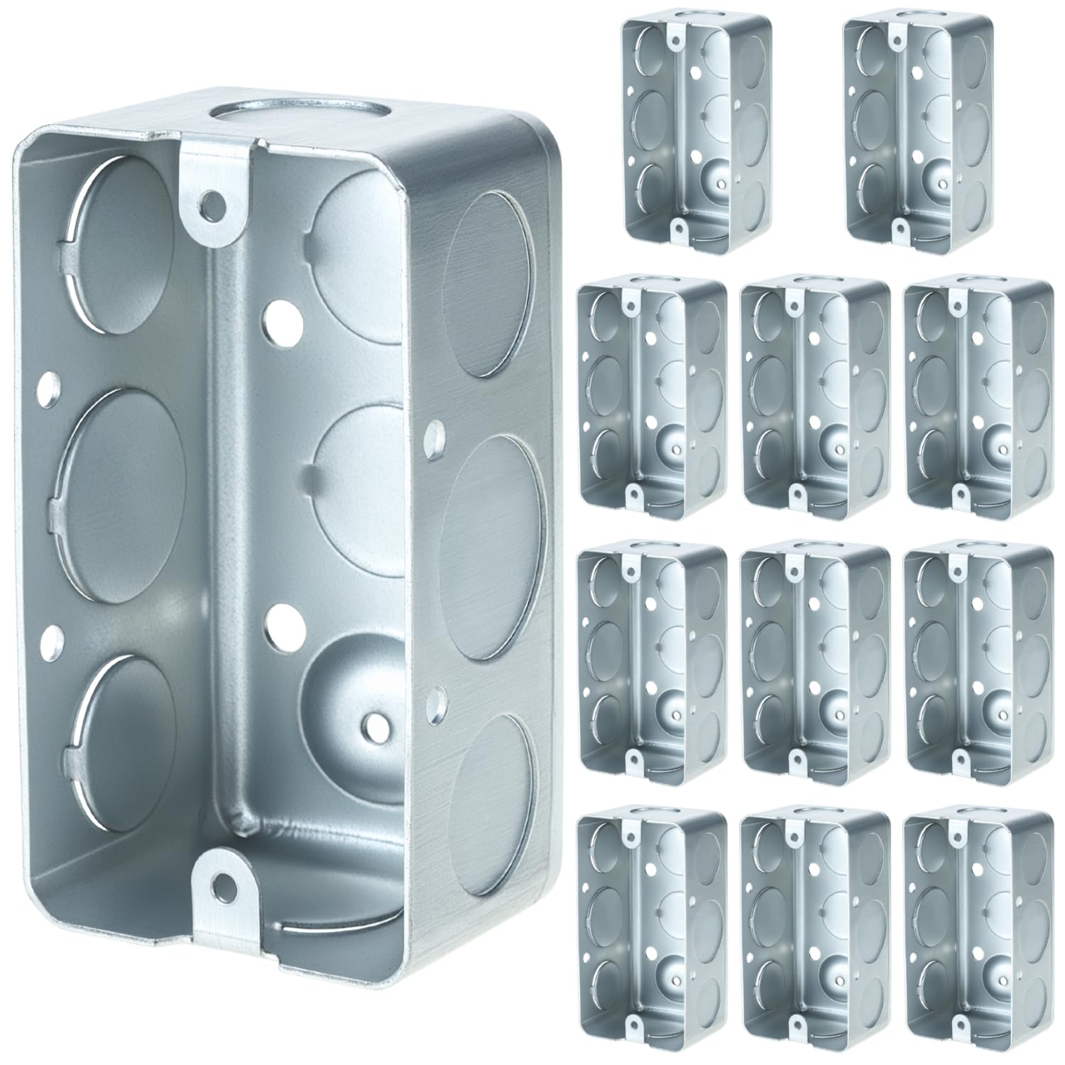 QWORK 12-pack electrical box front view with spacious 13 cu in capacity.