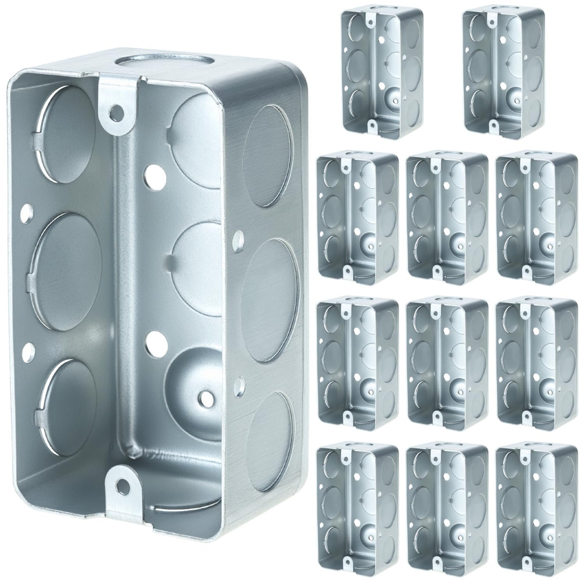 QWORK 12-pack electrical box front view with spacious 13 cu in capacity.