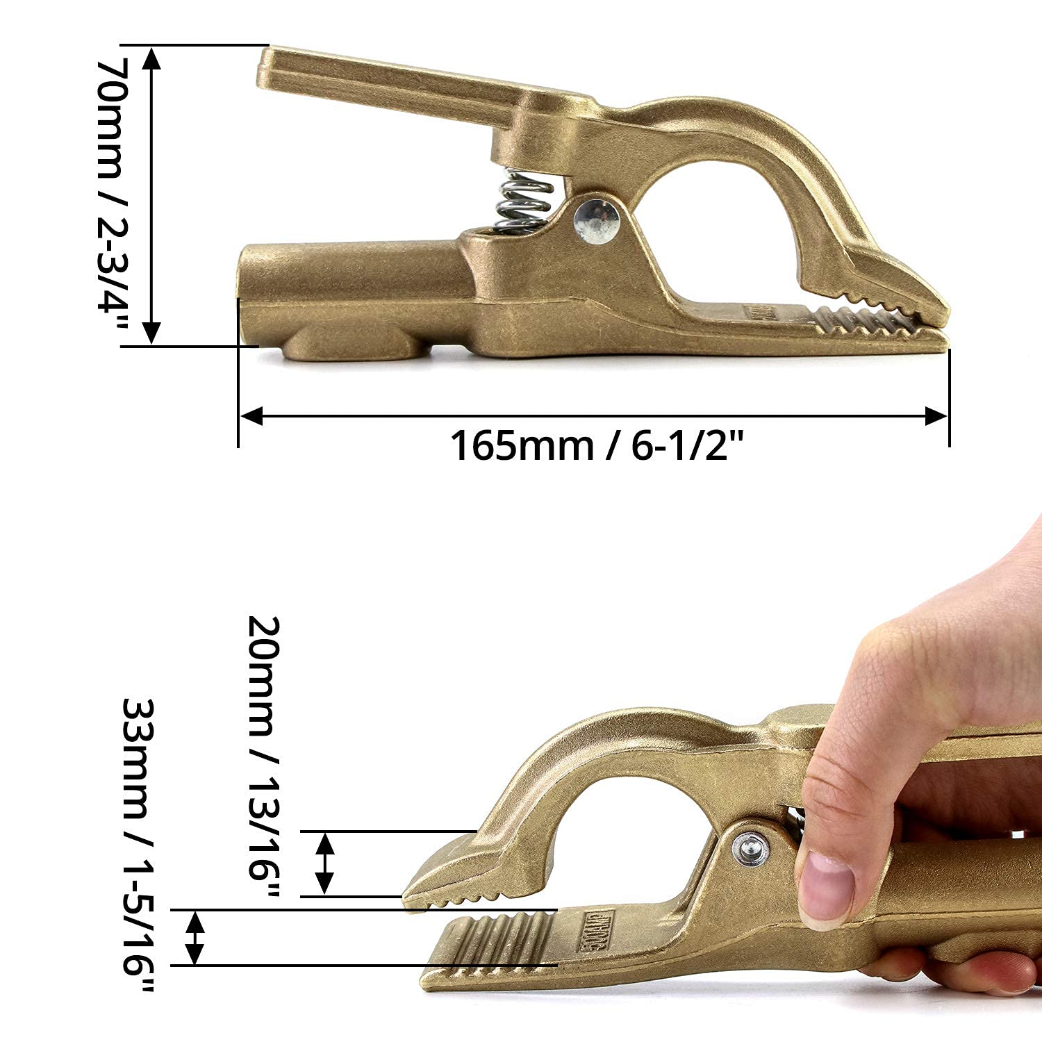 QWORK ground clamp shows 1.6 pounds weight for sturdy support