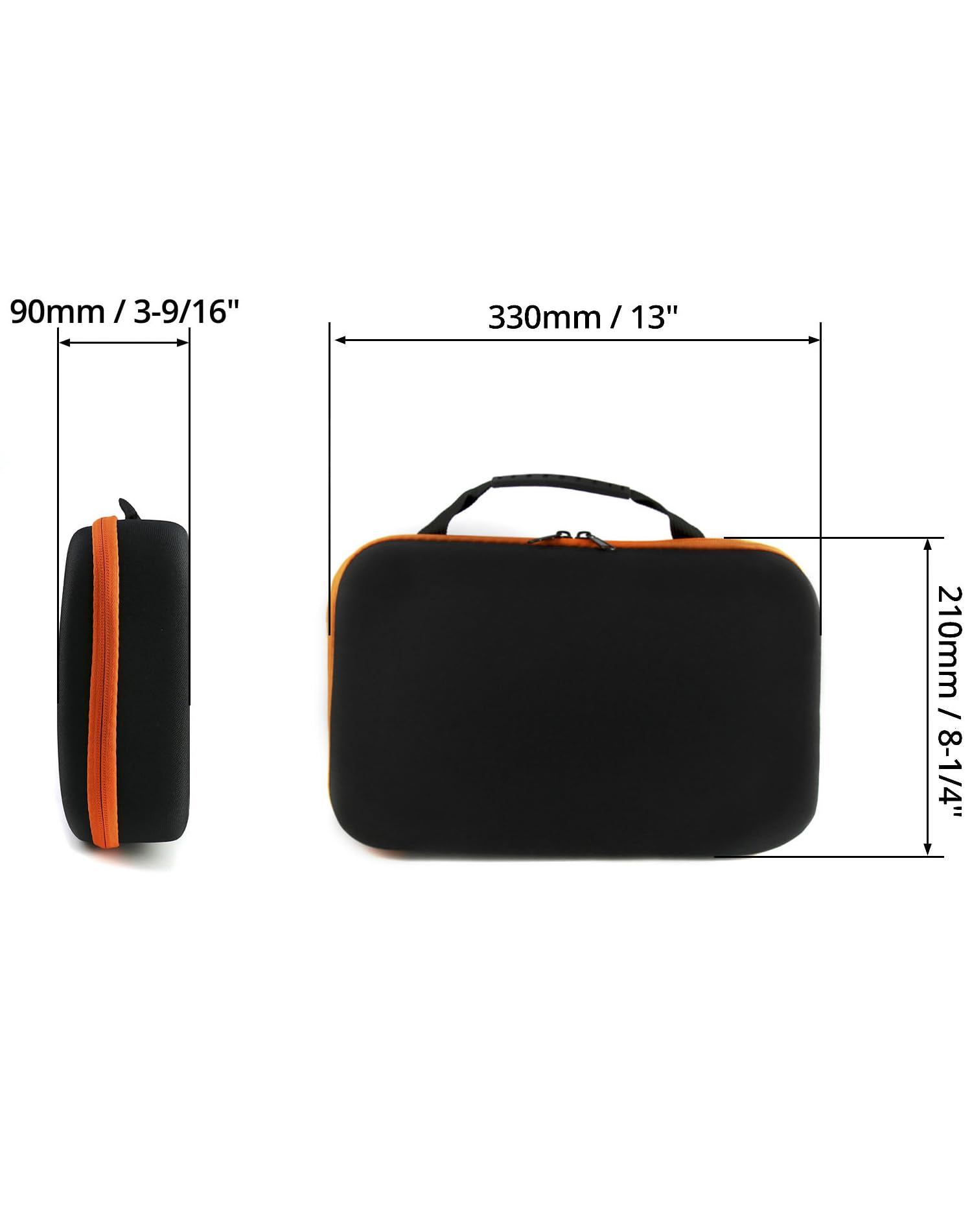 QWORK hard storage case dimension label notes size 33x22.5x9 cm
