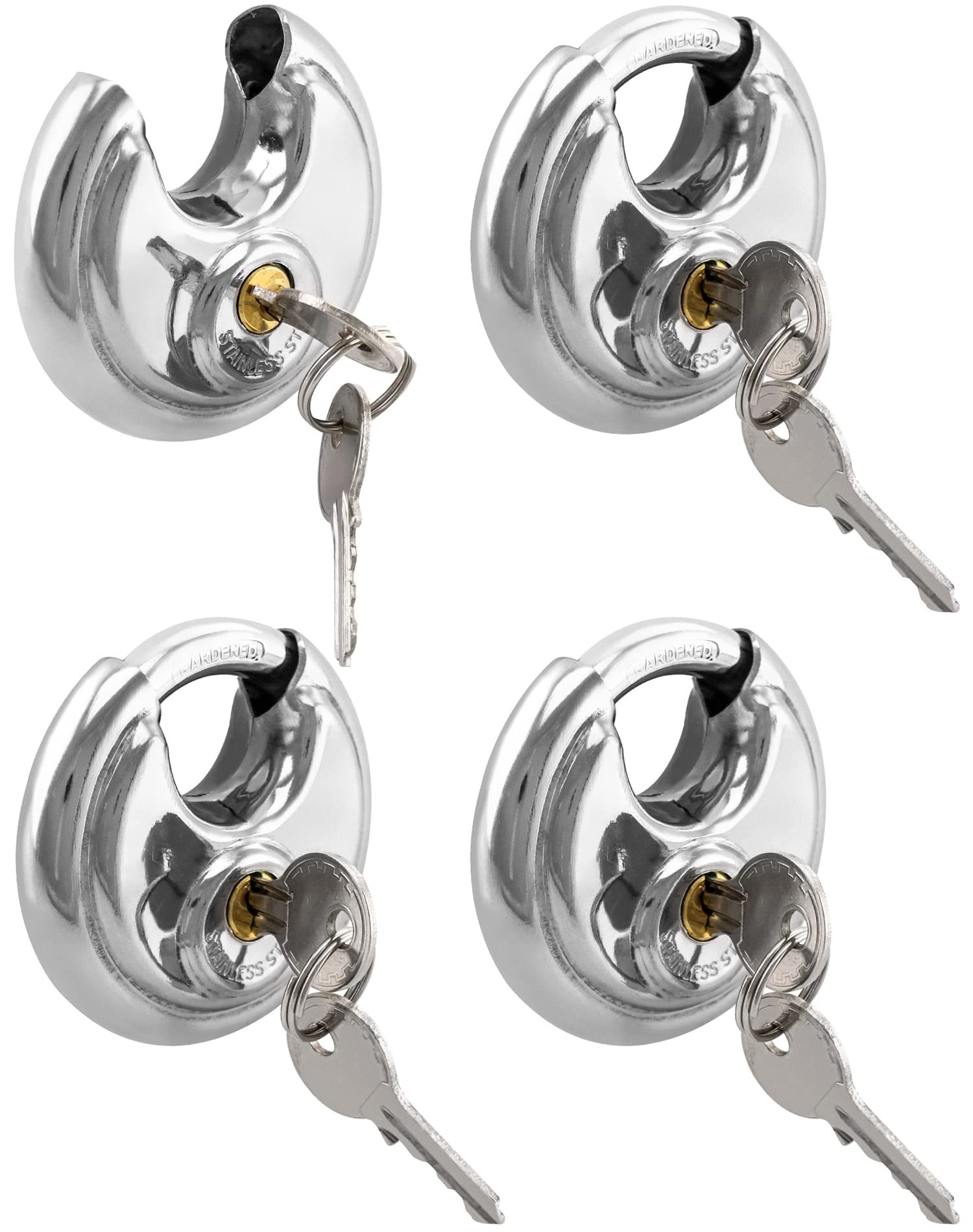 QWORK keyed-alike four-pack with two keys per lock for convenience.