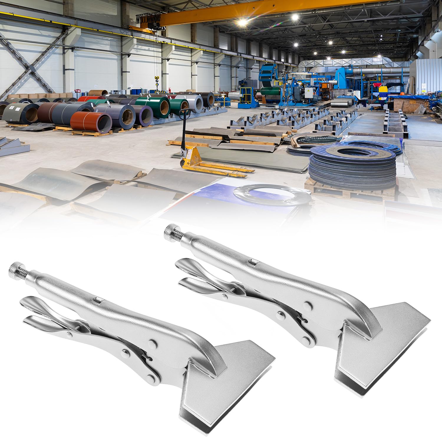 QWORK locking sheet metal clamp 8in alloy steel durable grip for crimping and bending