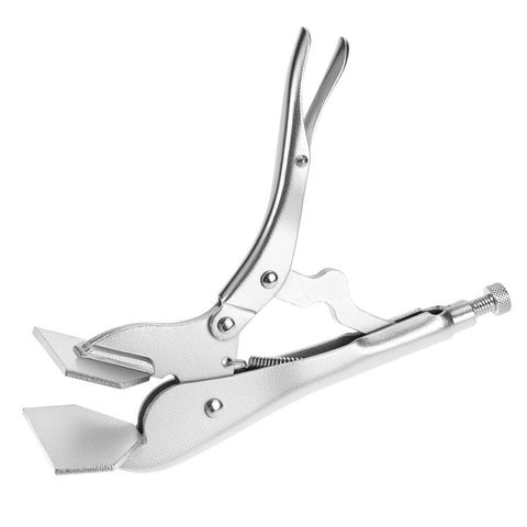 QWORK locking sheet metal clamp 8in side view demonstrates compact alignment for repetitive tasks