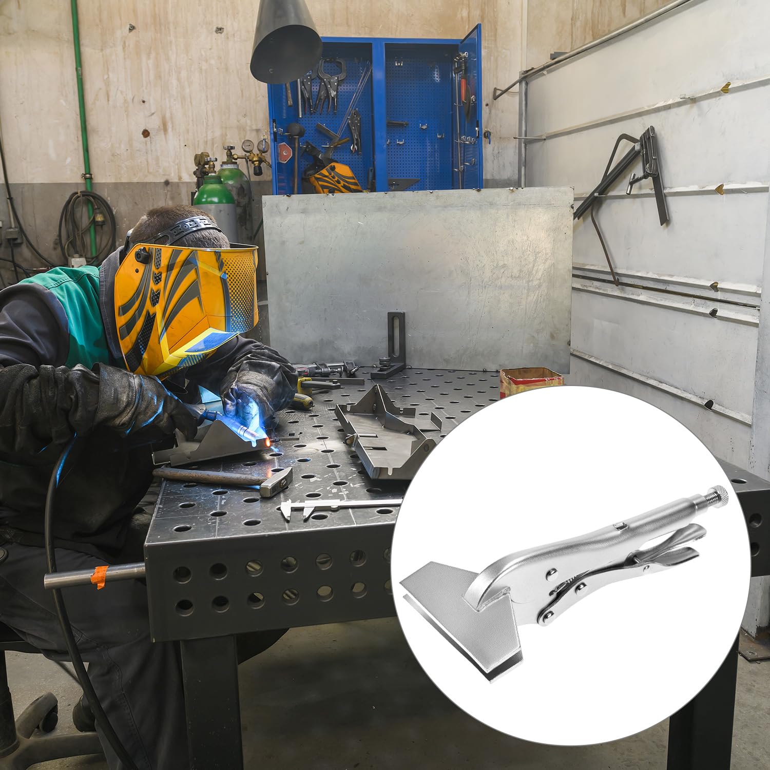 QWORK locking sheet metal clamp 8in classic trigger release enables quick secure transitions