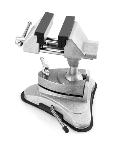 QWORK mini table suction vise base suction securely grips smooth surfaces for stable work