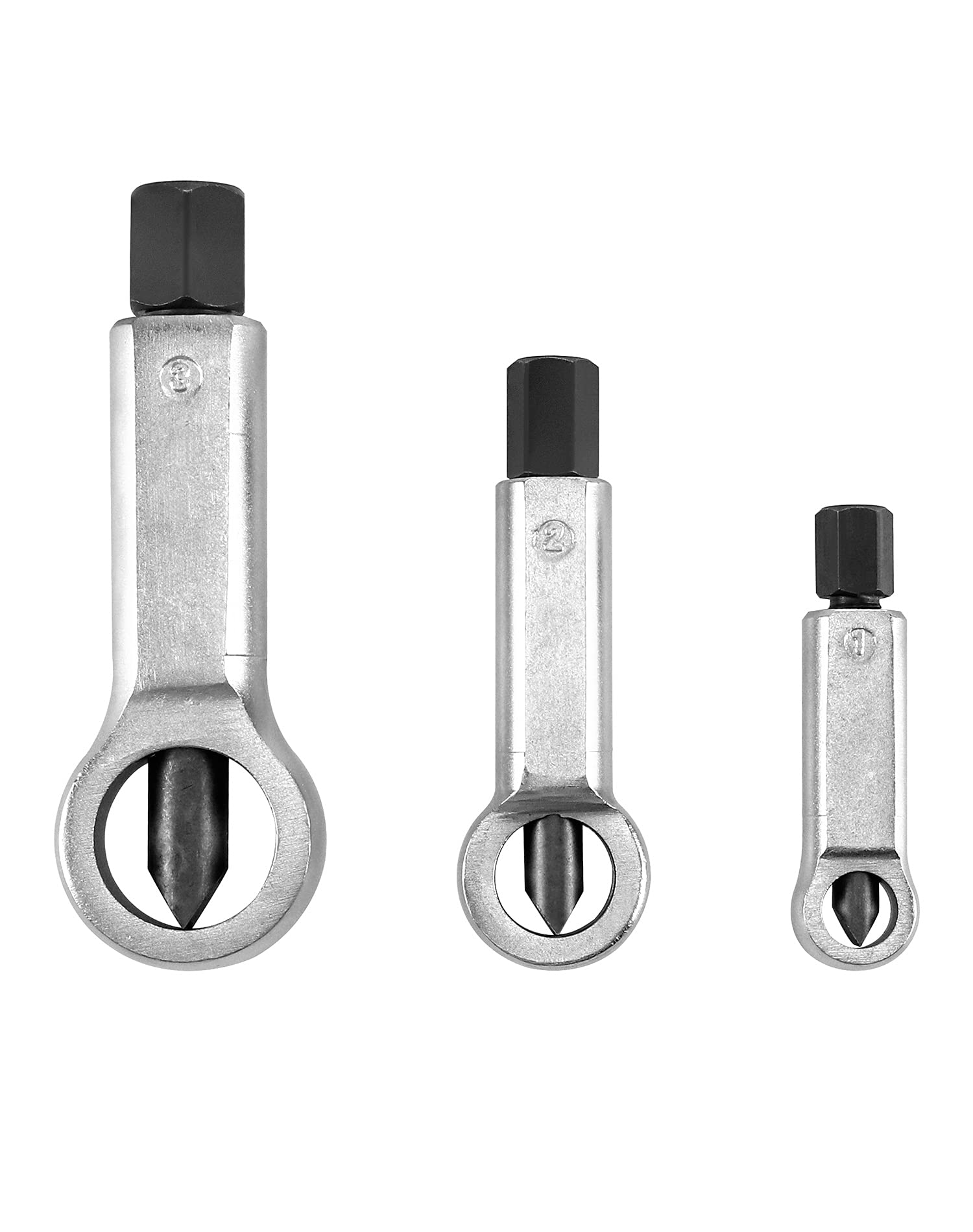 QWORK nut splitter packaging highlights three adjustable sizes.
