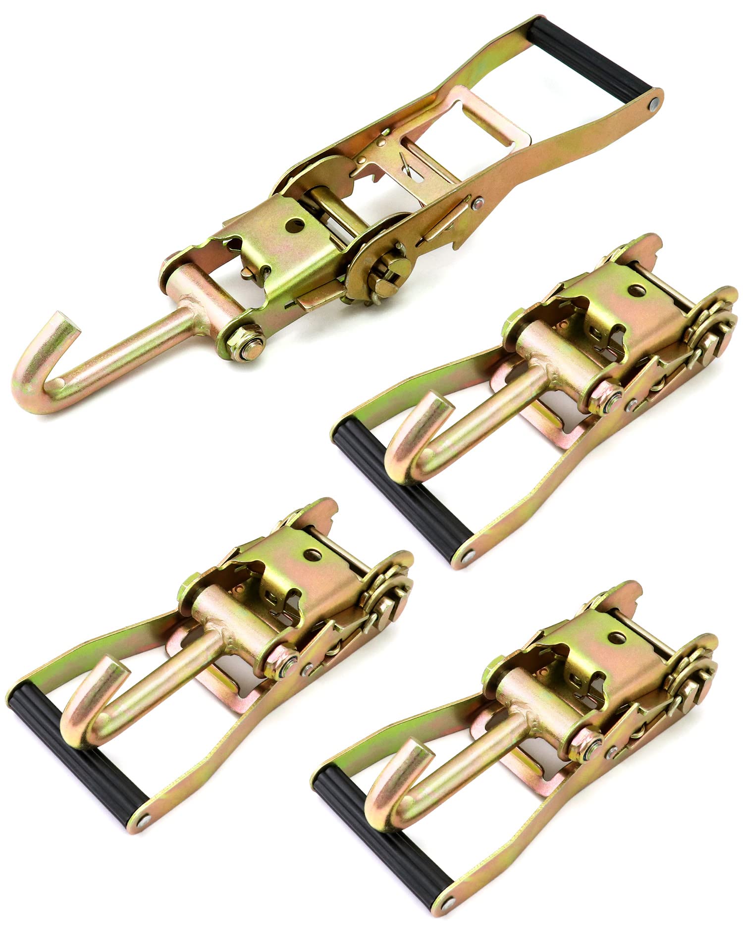 QWORK ratchet tie down buckle with long J-hook securing cargo