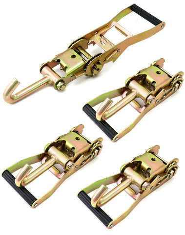 QWORK ratchet tie down buckle with long J-hook securing cargo