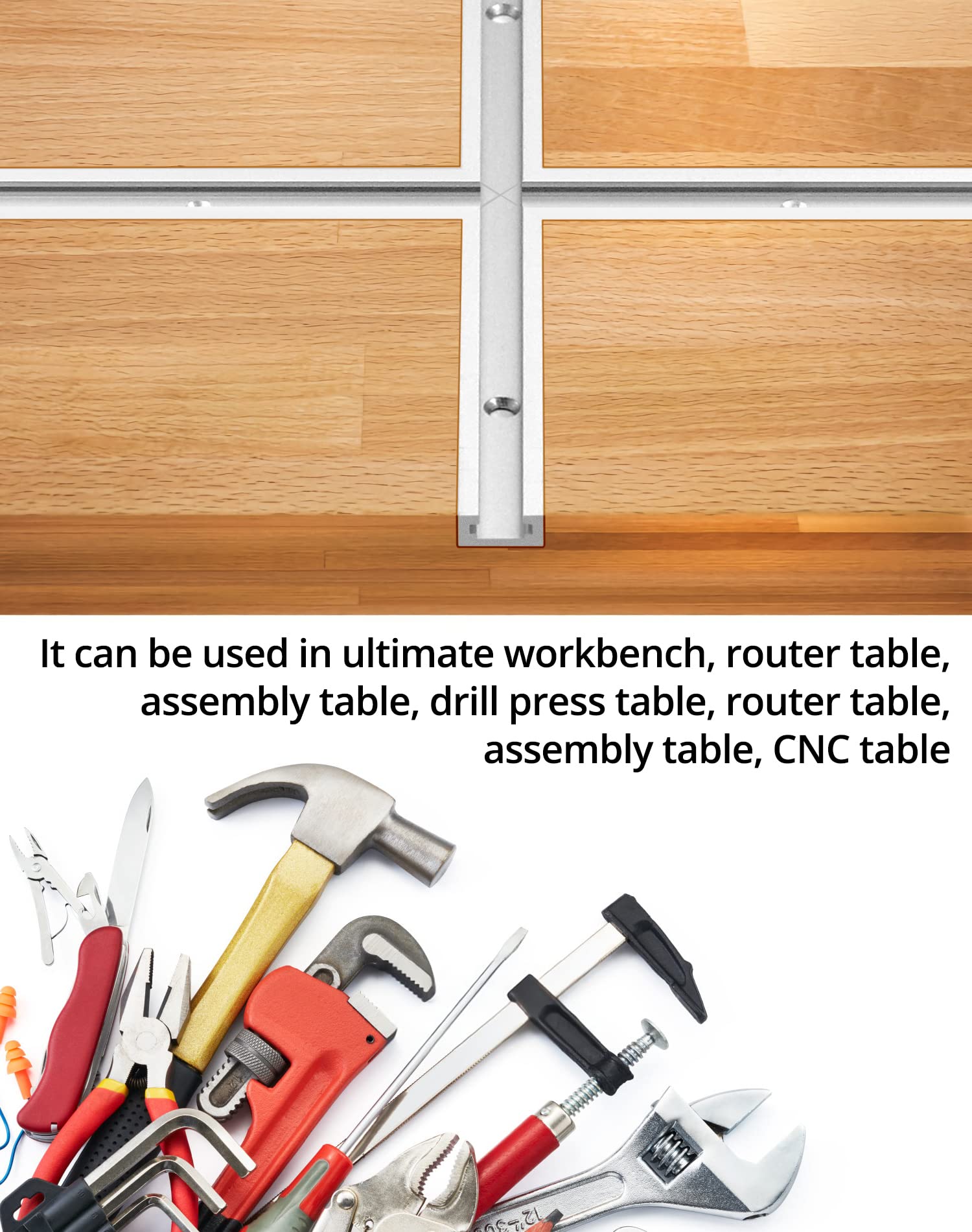 Router table setup using T track for accessory slides