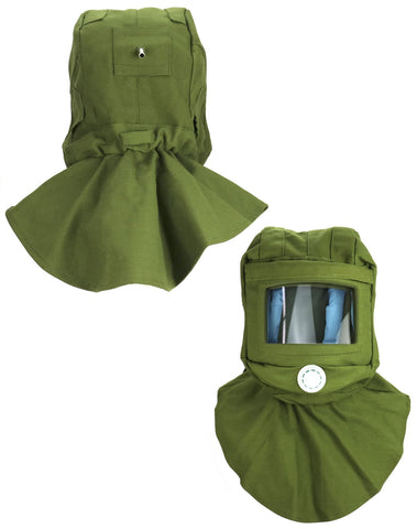 QWORK Sand Blasting Hood Cap side view showing side receivers for airflow