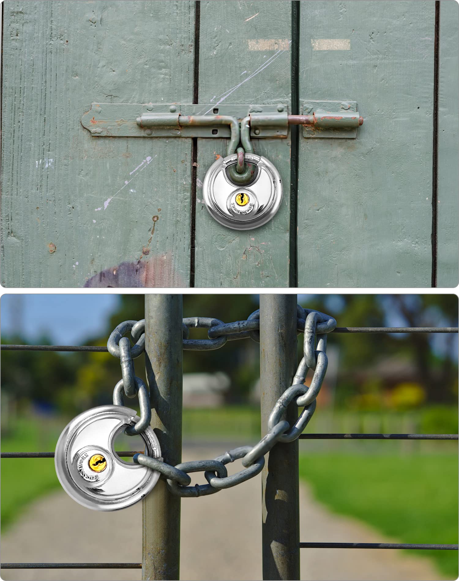 QWORK disc padlock ideal for garages and warehouses.