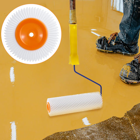 QWORK spiked shoes improve mobility on fresh concrete.