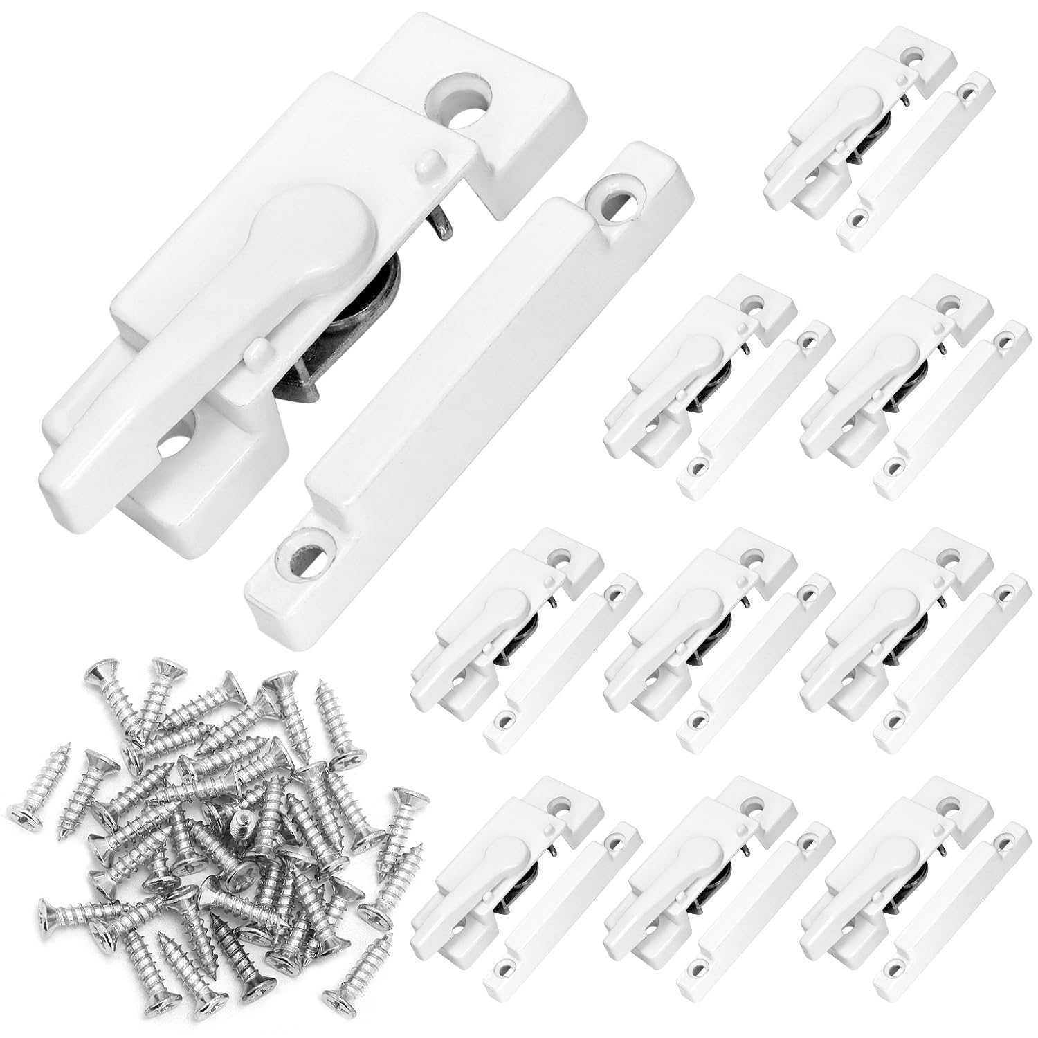 QWORK sliding window sash lock cam-action white for secure operation.