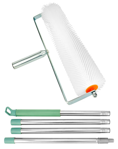 QWORK spiked roller removes air bubbles for smoother leveling surface.