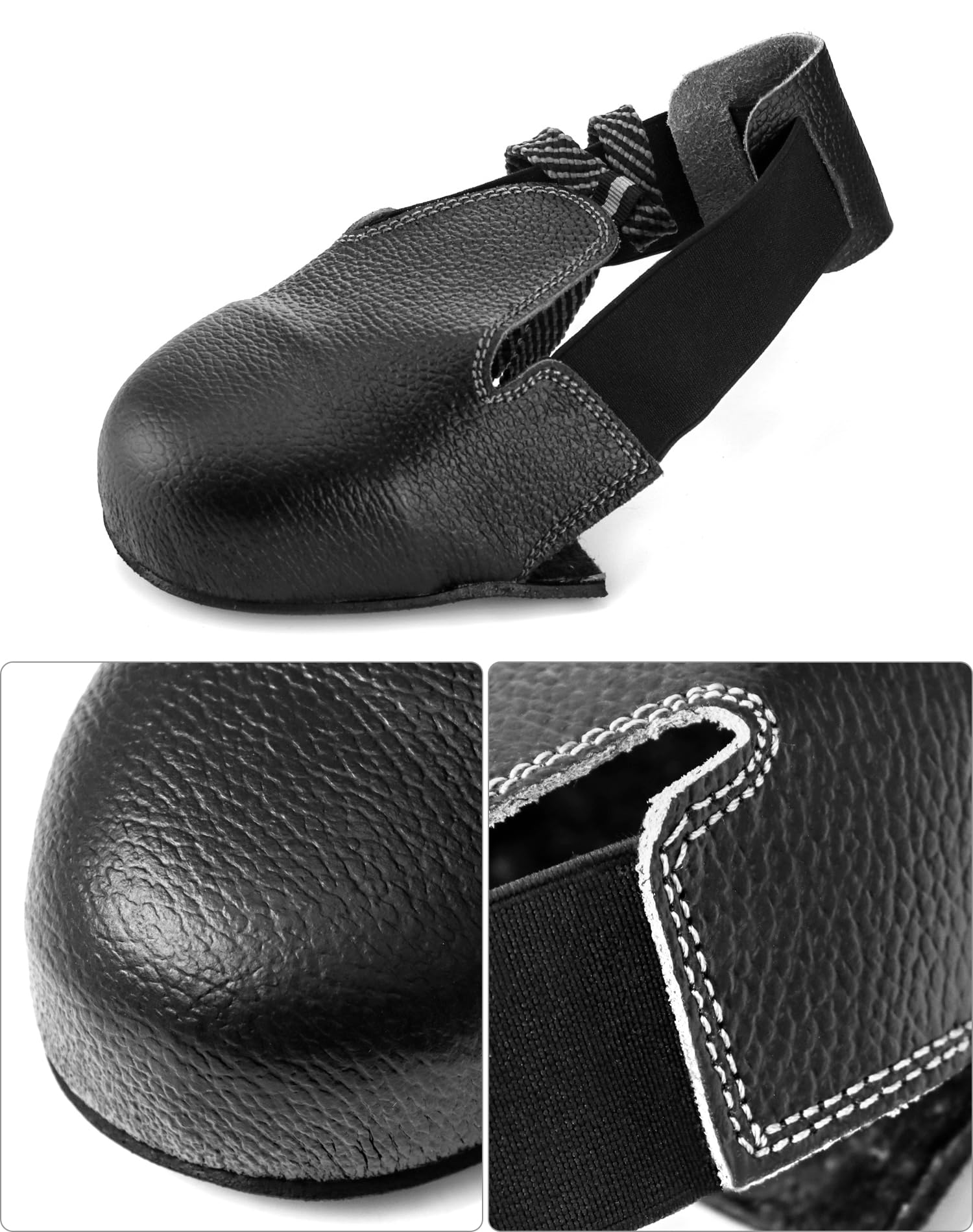 QWORK steel toe overshoes side view with adjustable strap for secure wear