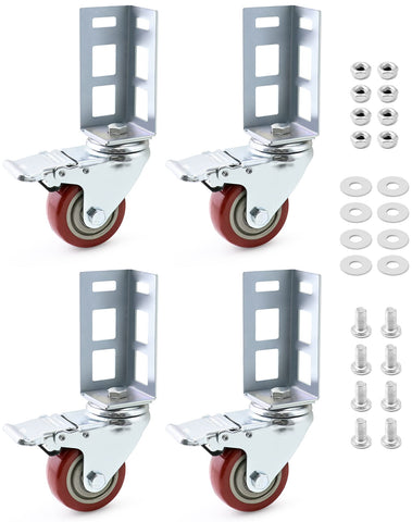 QWORK caster wheels front view on storage rack for improved mobility.