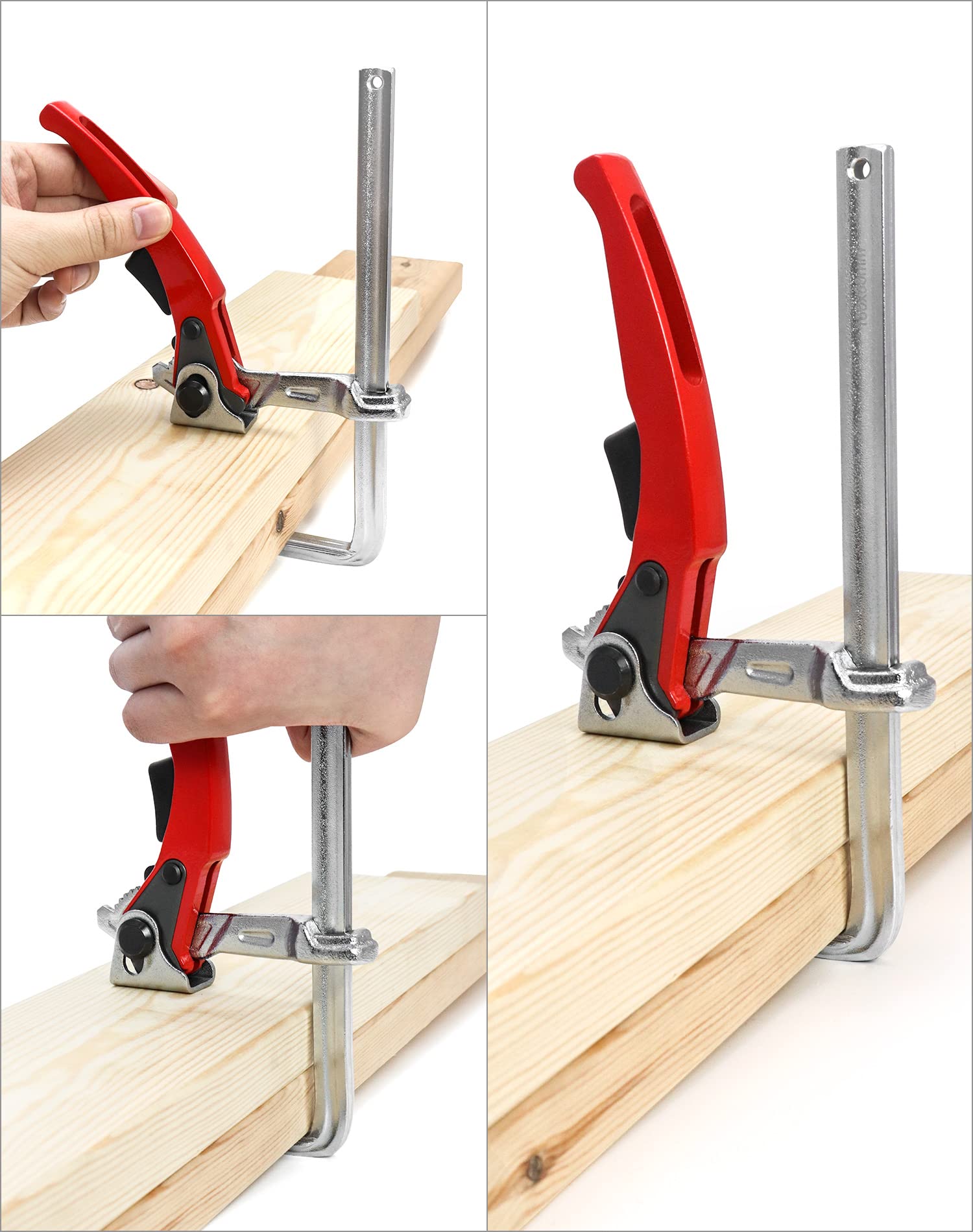 Two clamps in a set ready for sanding and cutting tasks