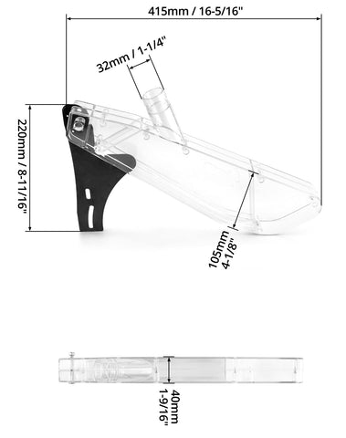 QWORK table saw blade guard cover side view; slim profile fits tight workshop spaces.
