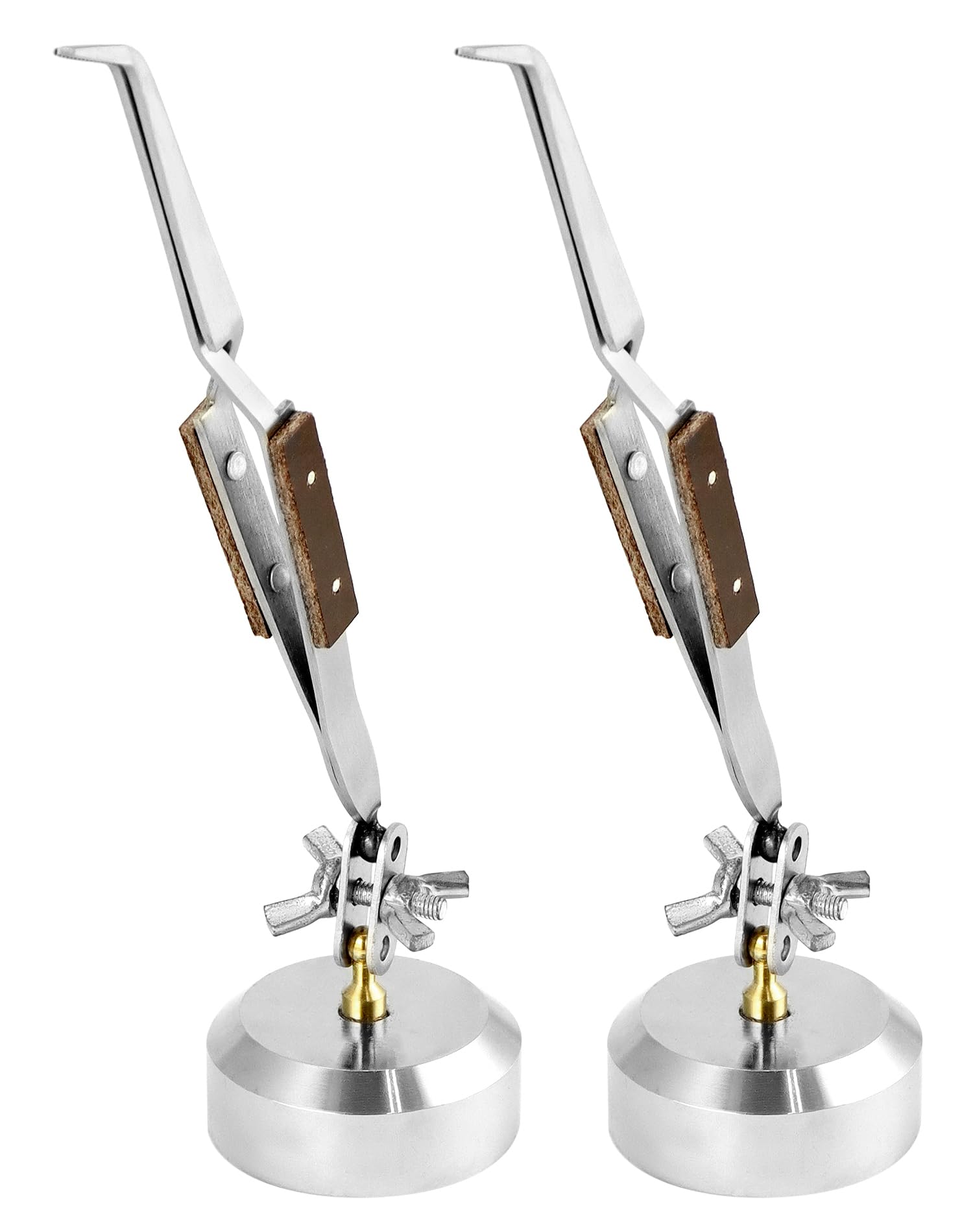 QWORK third hand tweezers with rotating base for precise jewelry soldering.