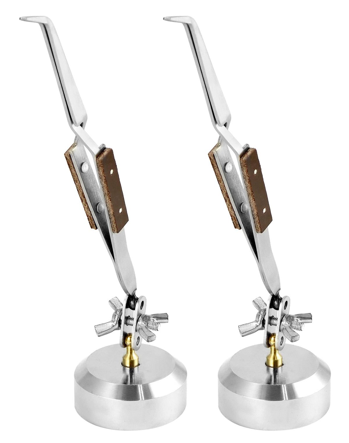 QWORK third hand tweezers with rotating base for precise jewelry soldering.