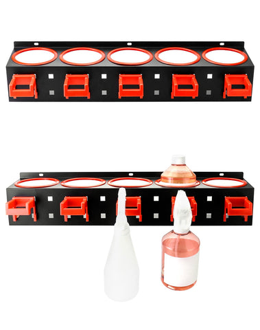 QWORK two-pack spray bottle organizer helps tidy shelves and save counter space
