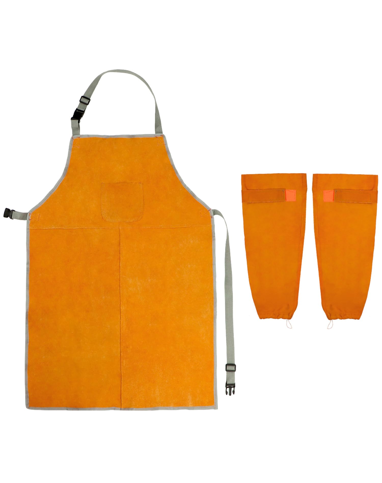 QWORK welding apron with front pockets for easy tool access.