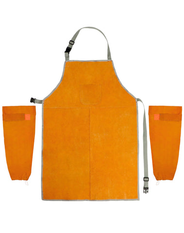 QWORK protective gear set for welding, metalwork, carpentry and gardening tasks.