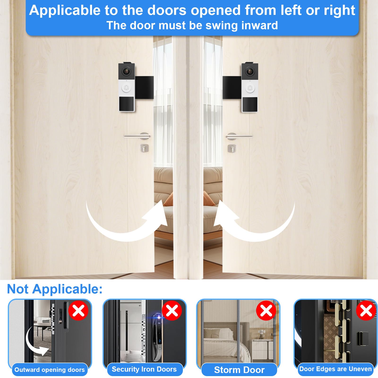 Qwwia anti-pry design doorbell mount, side view, prevents tampering