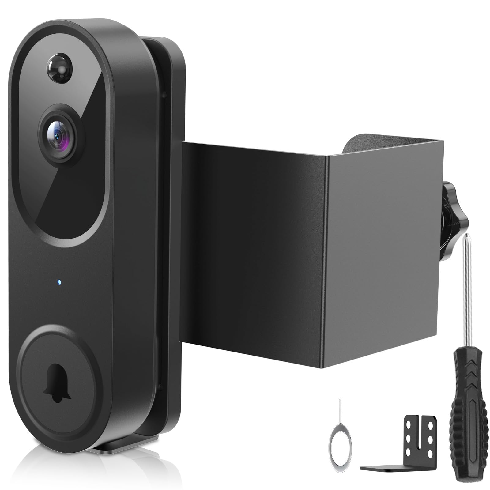 Qwwia anti-theft doorbell mount backplate showing secure, no-drill installation for apartments.