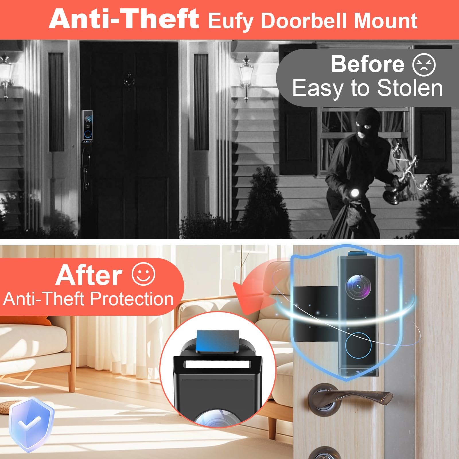 Qwwia no-drill mount for Eufy E340 simplifies setup on inward-swing doors
