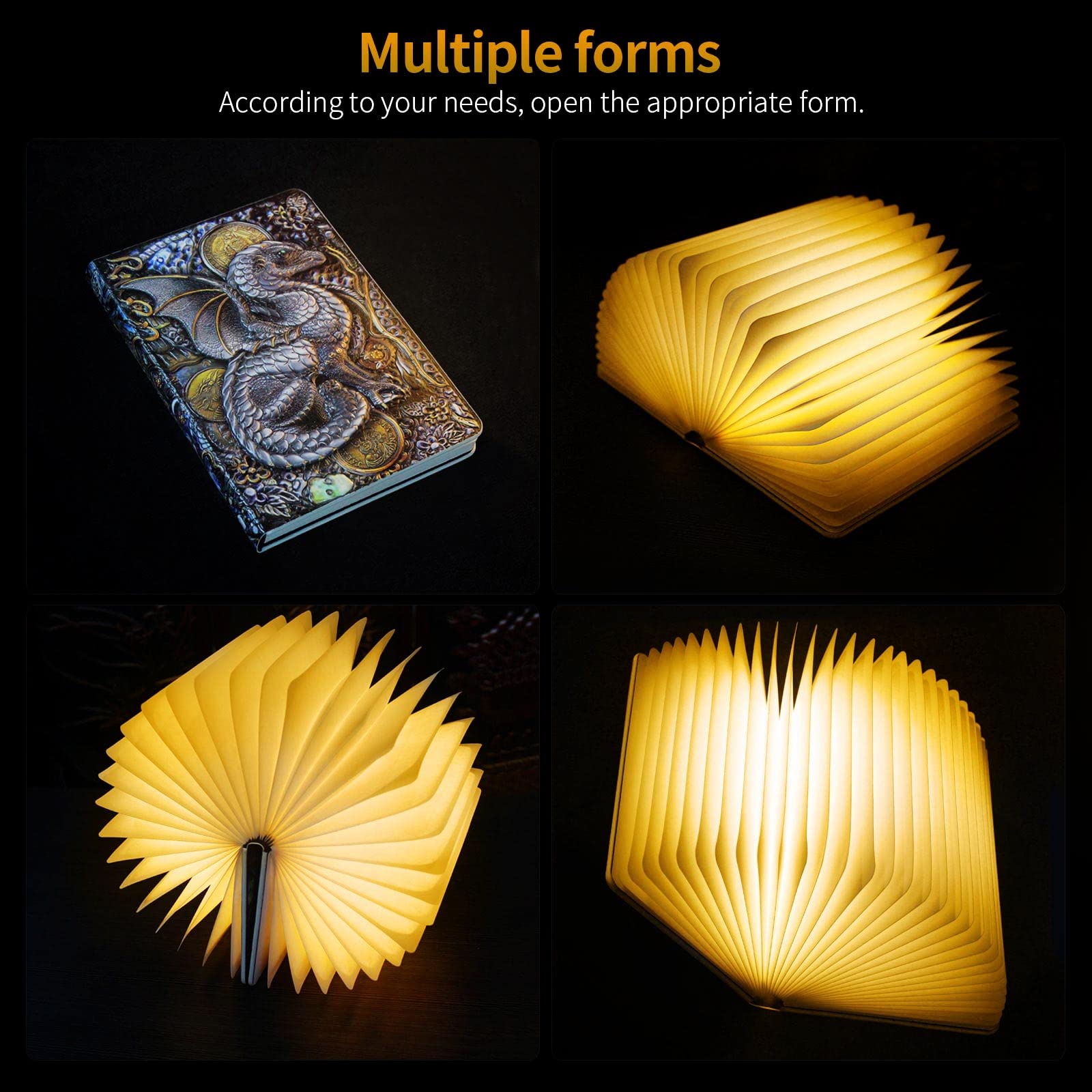 QXMGCBOK folding book lamp open book display with gentle LED light