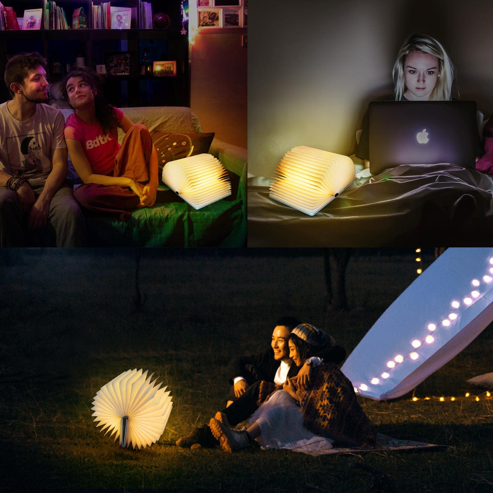 QXMGCBOK folding book lamp purple glow adds playful ambience