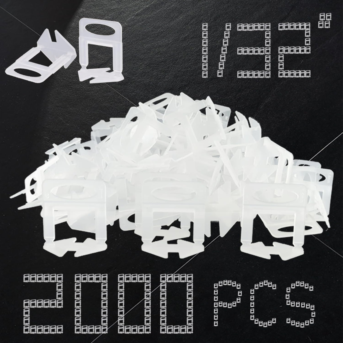 QXTXYZ tile leveling clips close-up showing 2000 spacers for precise tiling