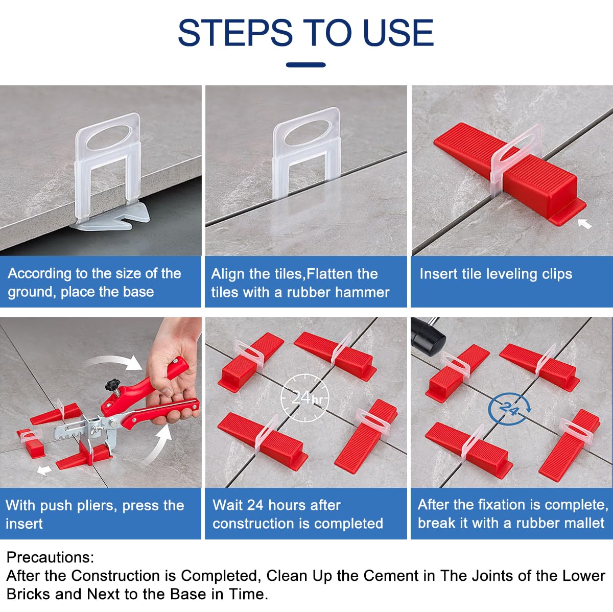 QXTXYZ Tile Leveling Clips closeup spacers with clear cuts and alignment