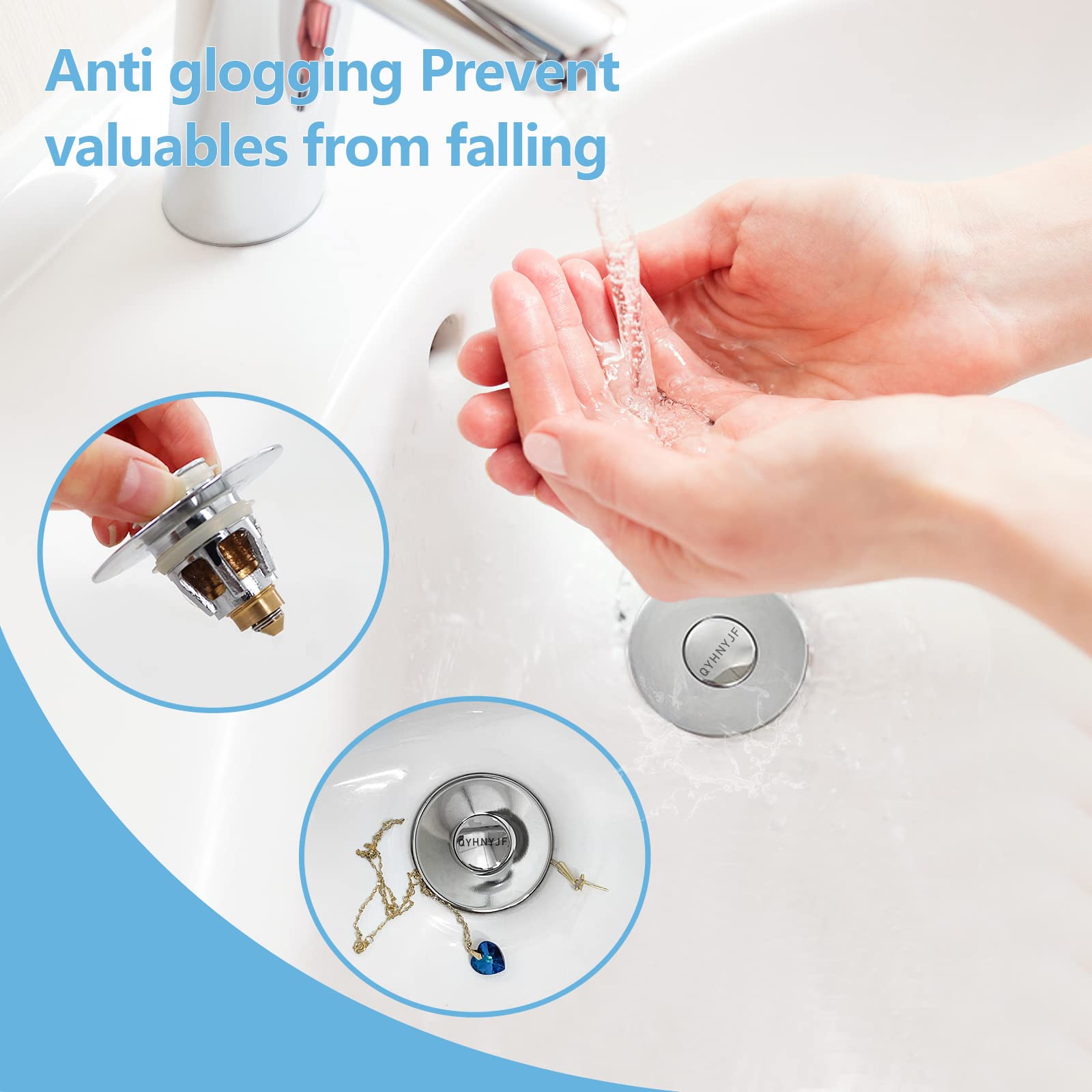 QYHNYJF thick silicone gasket detail helps prevent odors in the drain.