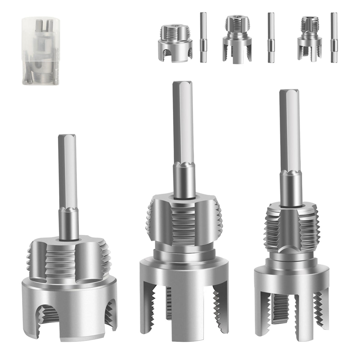 QYXLZUR 3-piece threading kit box ready for DIY plumbing tasks.