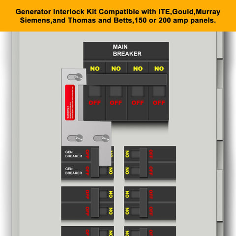 QYZZRS interlock kit compatible with ITE, Gould, Murray, and Thomas & Betts 150A panels