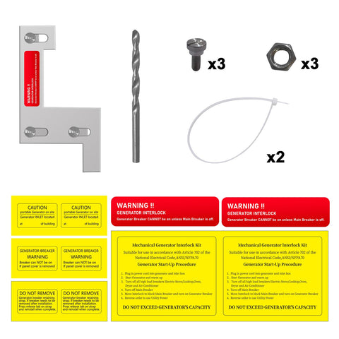 Package contents of the QYZZRS generator interlock kit