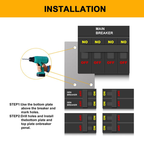 Spacing reference for 1 1/4 inch between main and generator breakers