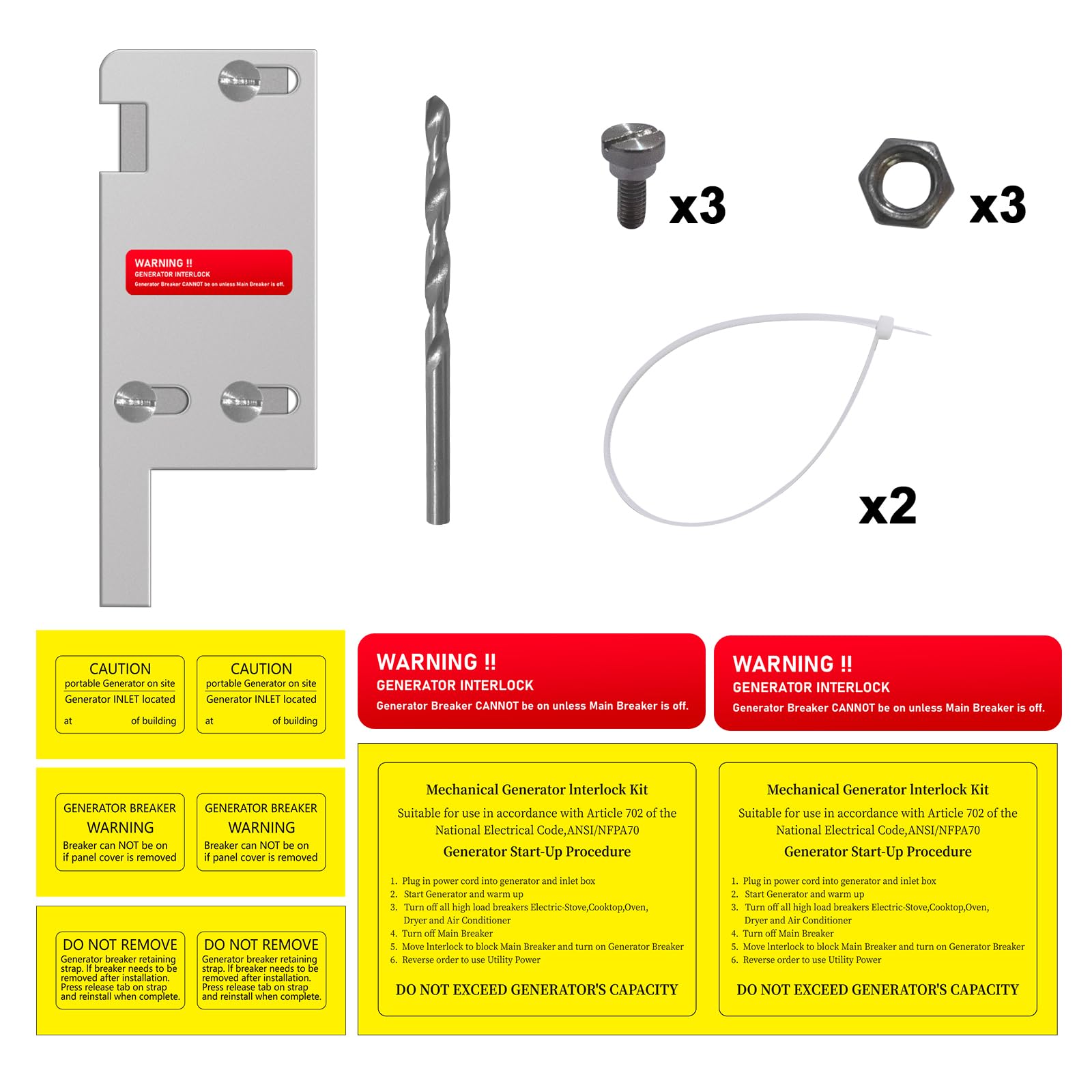 QYZZRS startup labels help verify generator start procedures