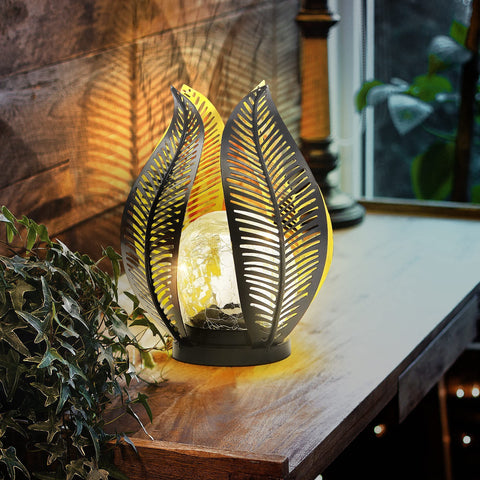 QZGE tabletop solar lamp for tabletops and patios.
