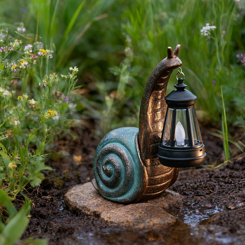 QZJDDZSW night-light snail brightens patios with automatic sunset glow