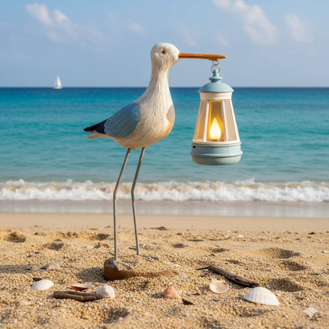 QZJDDZSW seagull statue suits poolside decoration with gentle illumination
