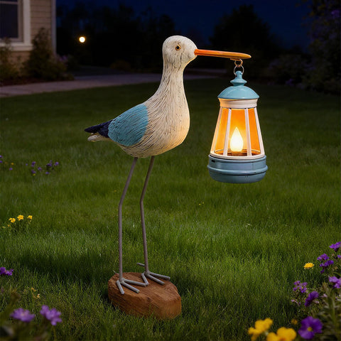 QZJDDZSW solar seagull statue brightens garden at dusk for outdoor ambiance
